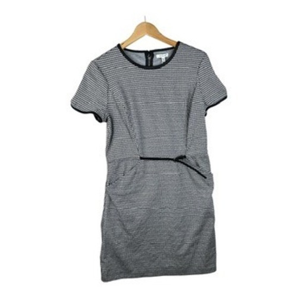 New Max‎ Studio Houndstooth Short Sleeve Shift Dress size Large Black/White